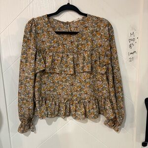 Promesa‎ Boho Floral Ruffle Peasant Blouse/Cottagecore/Soft Girl